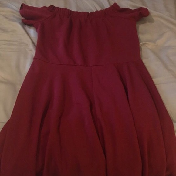 Burgundy Strapless High Low Dress - Picture 2 of 2
